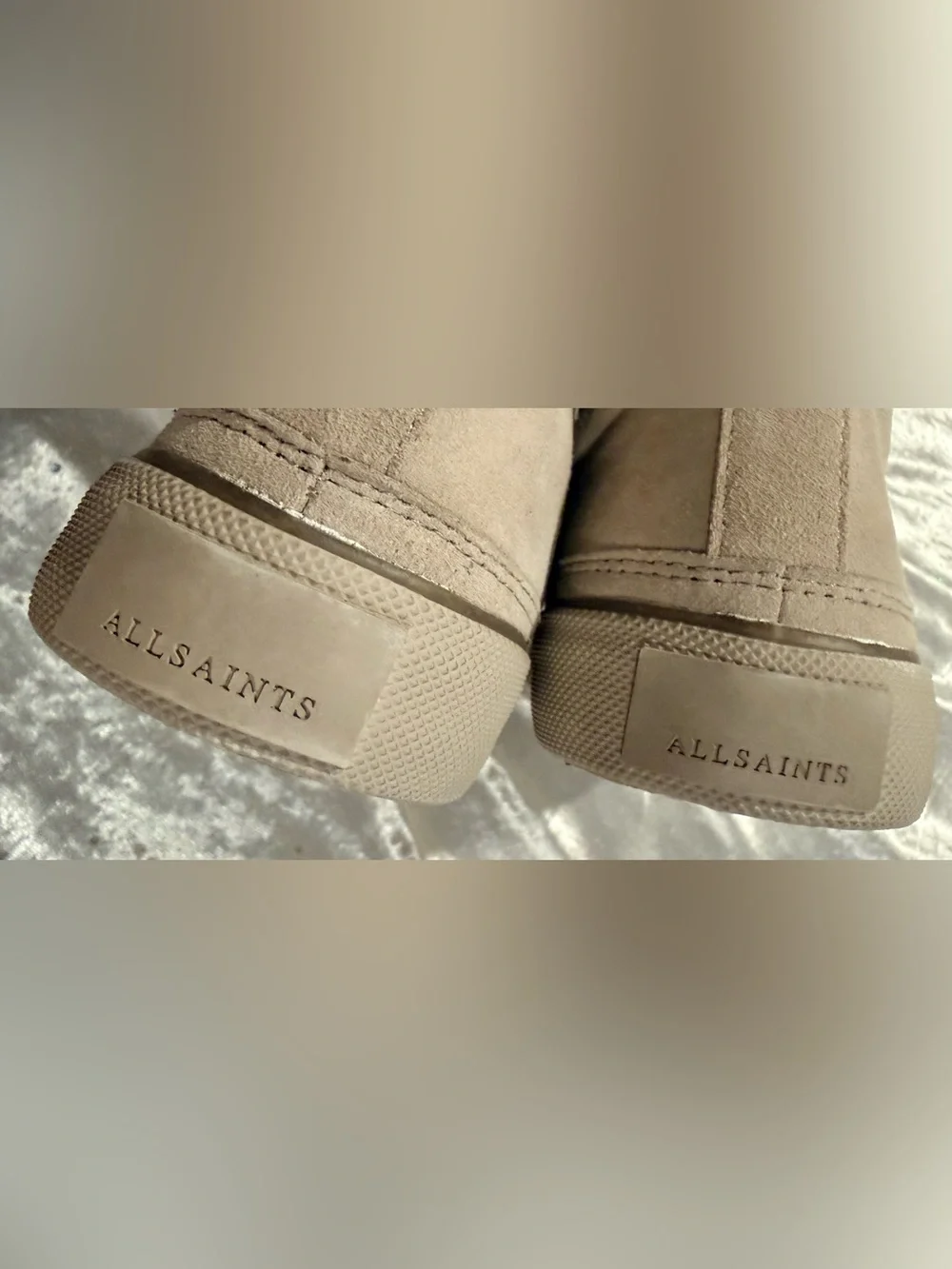 ALL SAINTS- High-Top Canvas Sneakers in Beige/grey- SIZE 39